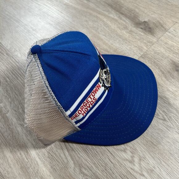 Vintage Georgetown Hoyas Snapback Hat College AJD Trucker Cap Blue Made in USA - Picture 8 of 8